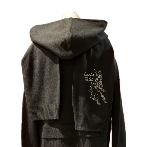 V領針織外套+連帽圍巾 