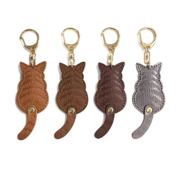 粉彩尾巴鑰匙圈-棕色 