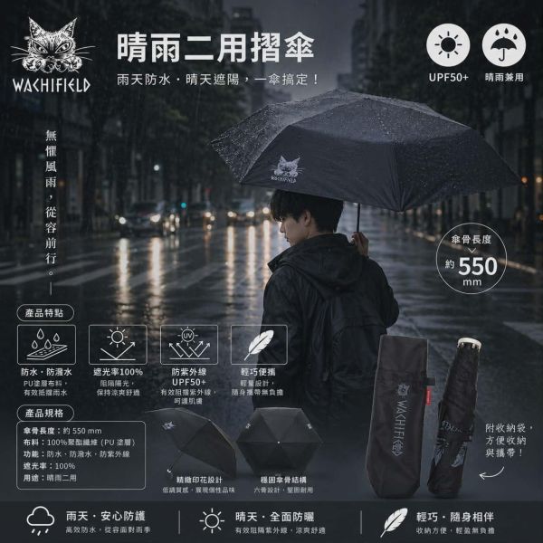 晴雨二用摺傘-黑 