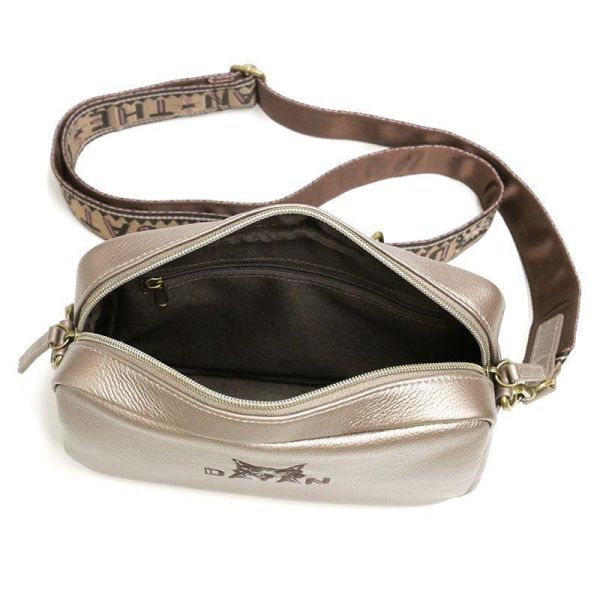 日本限定-皮革側背包-金 