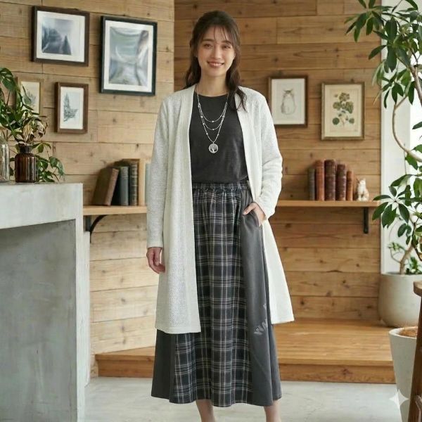 異材質拼接長裙SK 