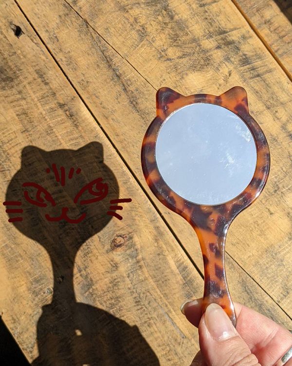琥珀花紋手鏡-笑臉 