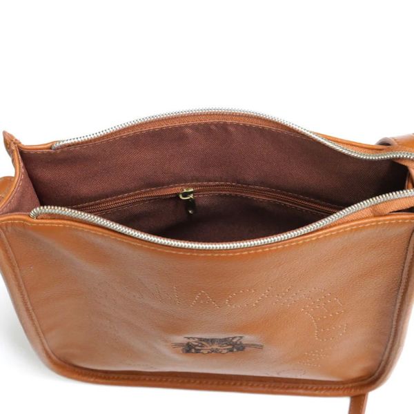 皮革單肩包-茶色 