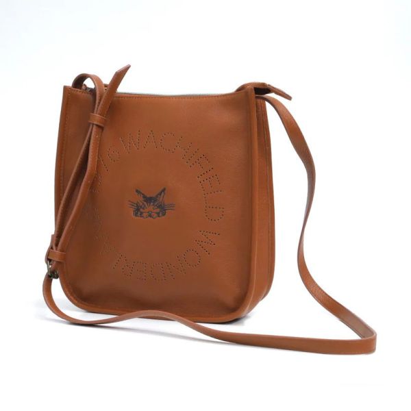 皮革單肩包-茶色 