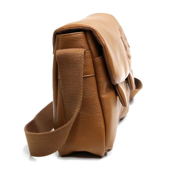 貓耳牛皮肩背包-小-茶 