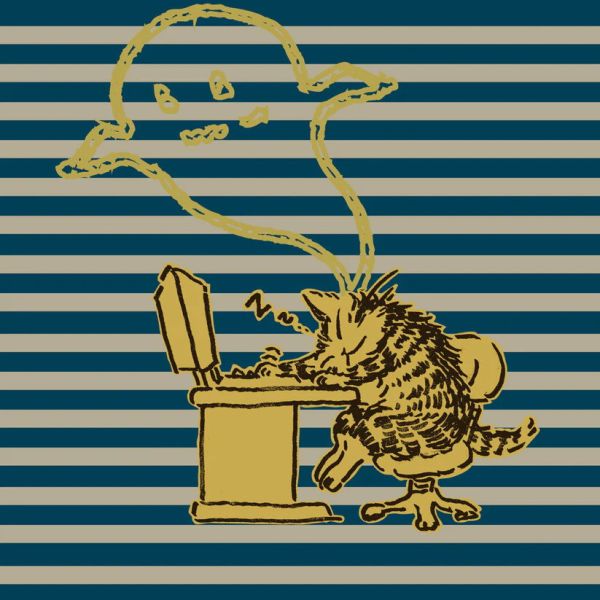 條紋寬版長T-幽靈-藍F 