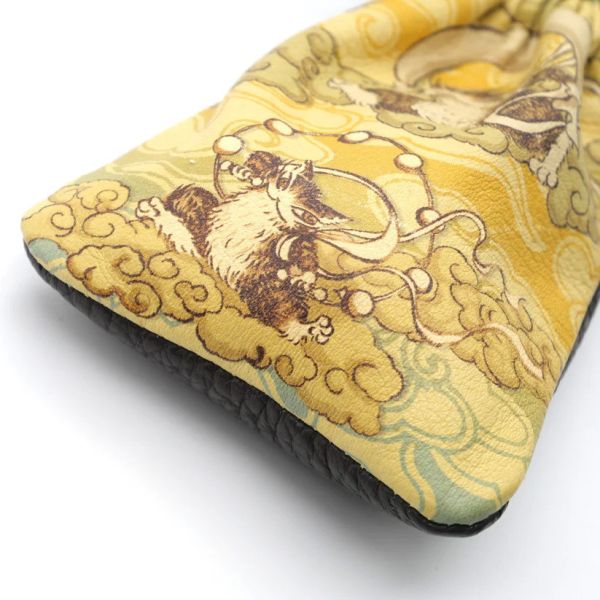 風神雷神皮革束口袋 