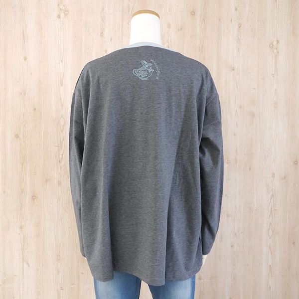 寬鬆長袖T恤-濃灰M 