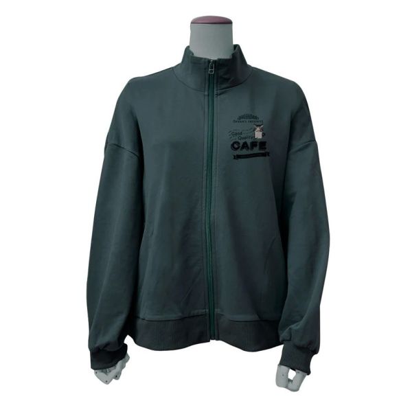 拉鏈夾克-貓咖啡-藍黑F 