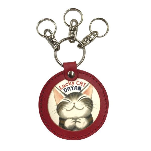 皮革鑰匙圈-好運貓 