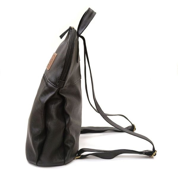 厚牛皮感後背包-黑 