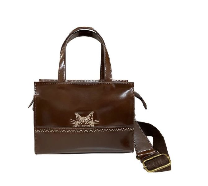 厚牛皮小手提肩背包-棕色 