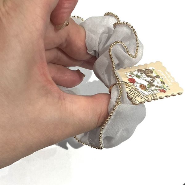 牛皮吊飾髮圈-灰 