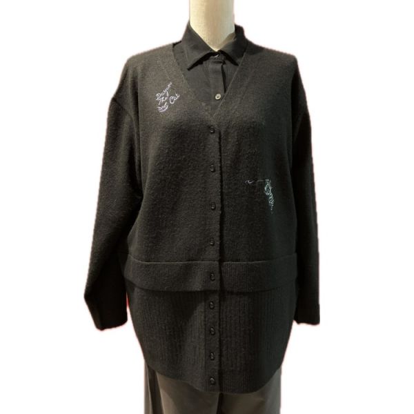 V領針織外套+連帽圍巾 