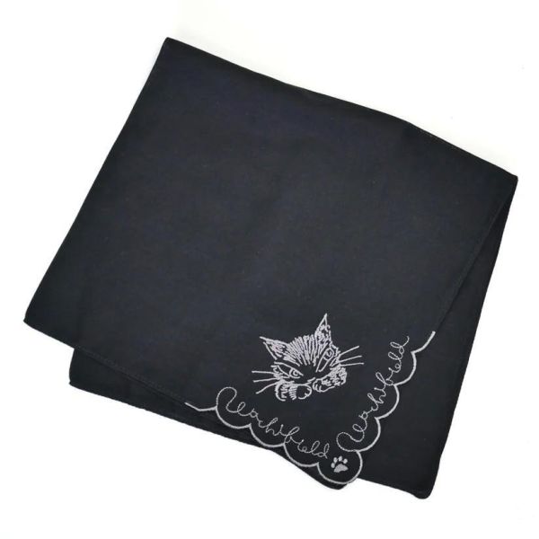 刺繍手帕-黑 