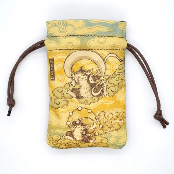 風神雷神皮革束口袋 