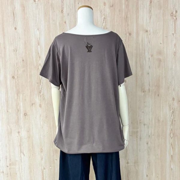 尾巴結領垂墜棉T-L-砂 