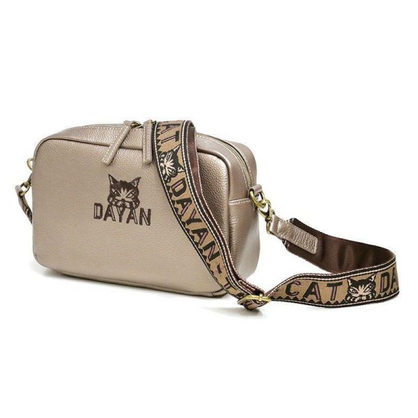 日本限定-皮革側背包-金 