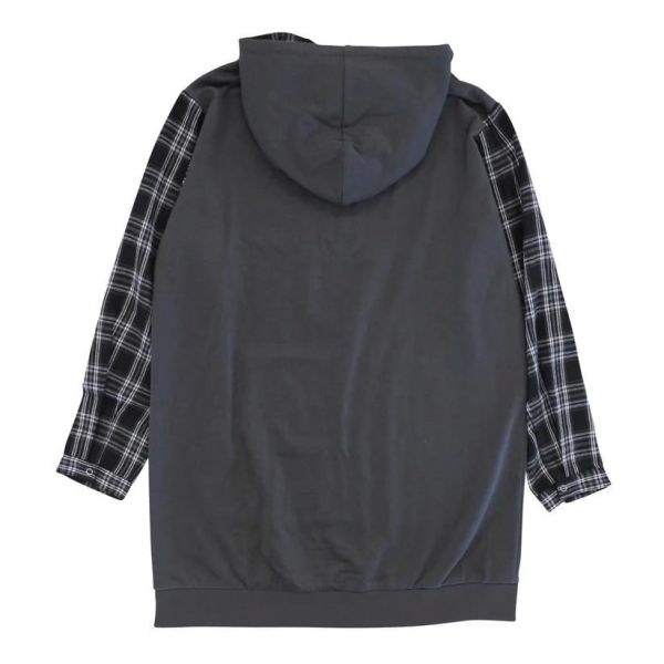 異材質拼接連帽長版上衣TNC 