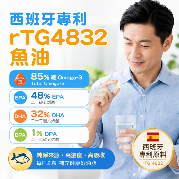 西班牙rTG專利技術魚油 rTG魚油_85%omega3,48%EPA,32%DHA,1%DPA