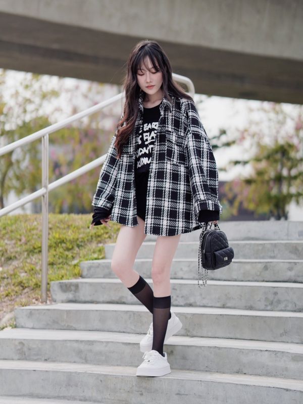 iNINE 小香風編織紋外搭 