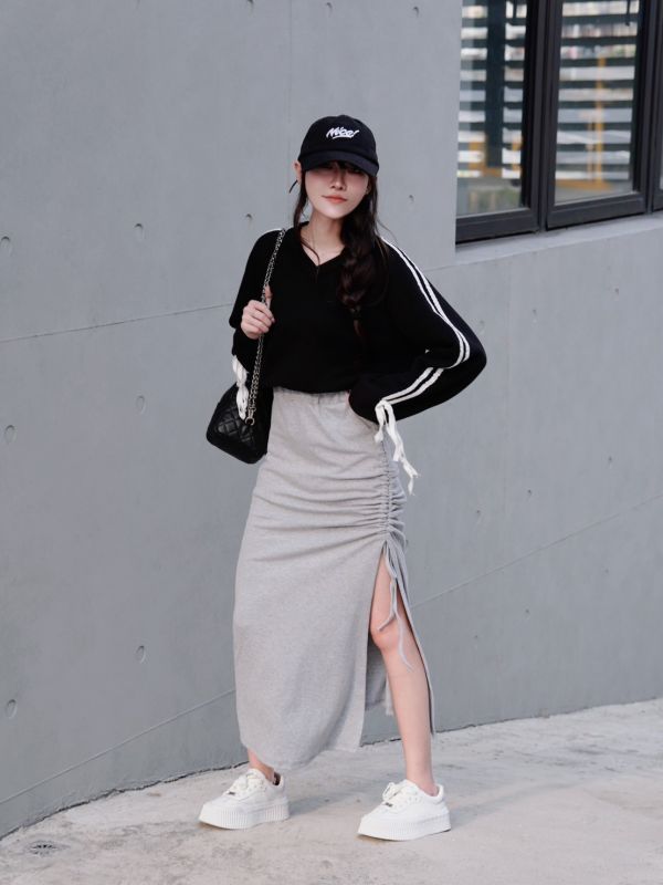 iNINE 女神比例自由高衩涼感棉裙 
