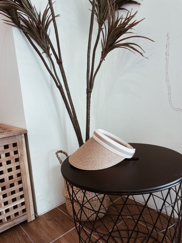 韓系草編無頂帽 