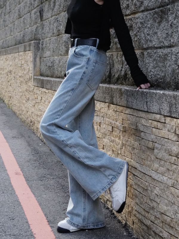 Bottom | 百搭之選附皮帶韓系歐膩微喇褲 