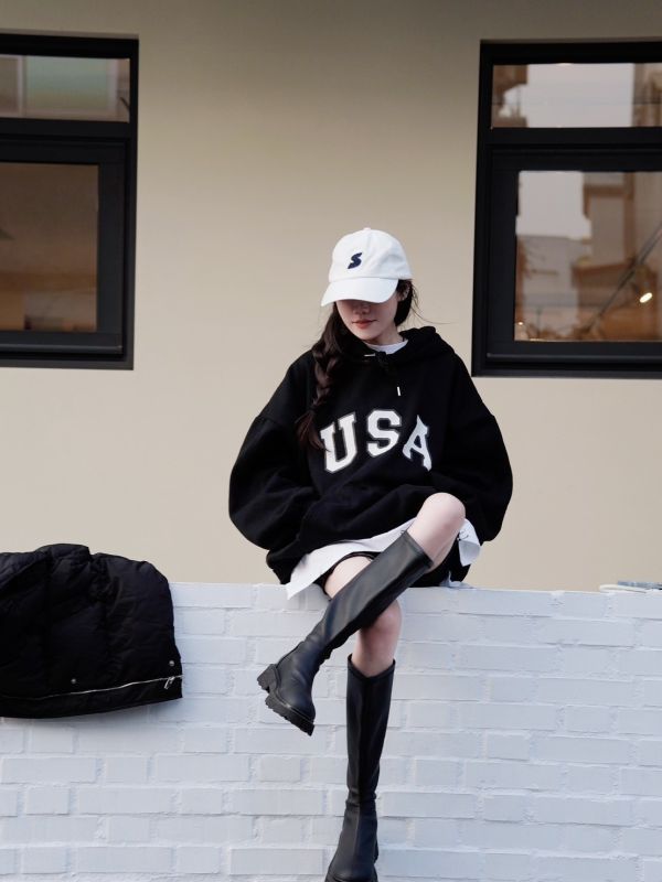 iNINE 滿滿韓味USA刷毛帽t 