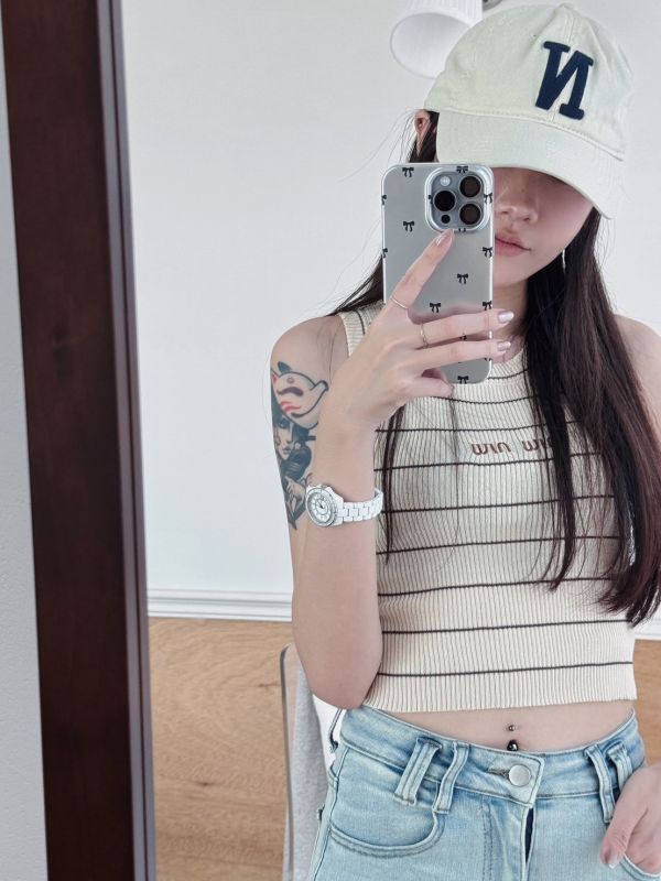 【百搭TOP】彈性小刺繡logo背心 