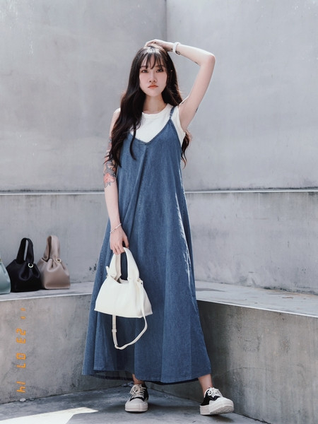 iNINE日式夏季牛仔傘裙 