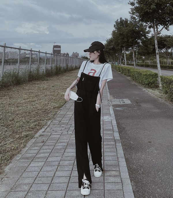 雙繩吊帶連身褲 