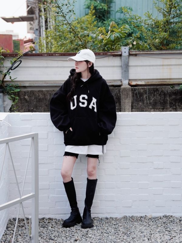 iNINE 滿滿韓味USA刷毛帽t 