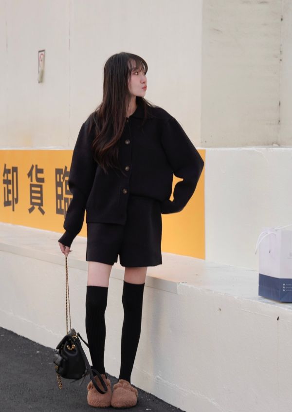 翻領언니針織套裝 
