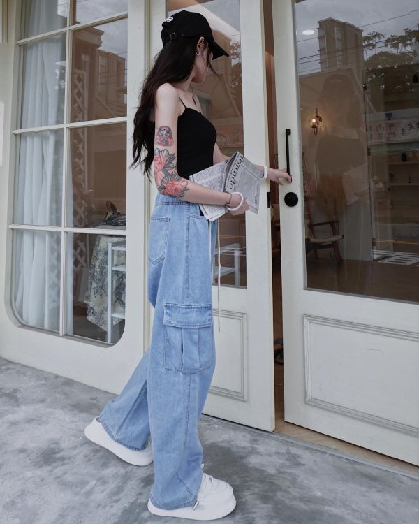 iNINE 正韓卡扣兩穿牛仔工裝褲 