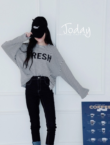 iNINE一週穿五天的百搭Fresh條紋長T 