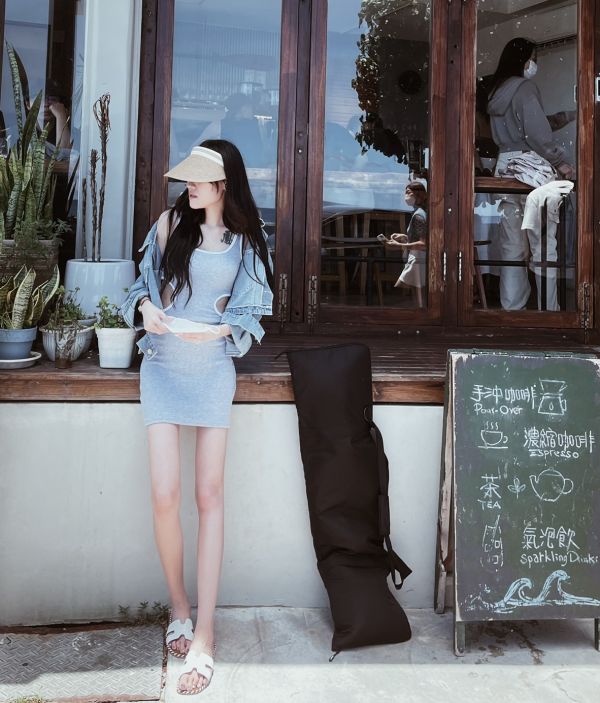 韓系草編無頂帽 