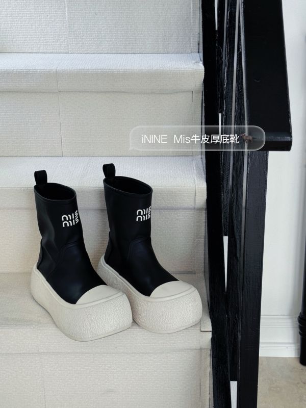 Boots.｜iNINE Mis牛皮厚底靴 