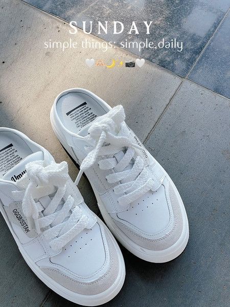 iNINE正韓軟平底灰白半拖小白鞋 