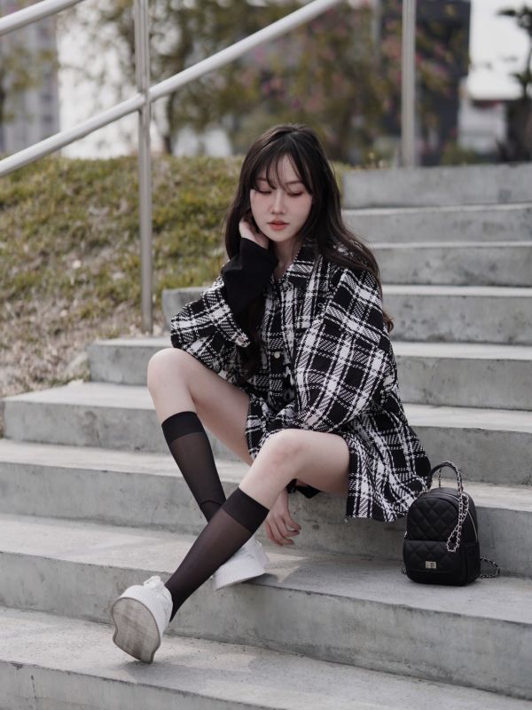 iNINE 小香風編織紋外搭 