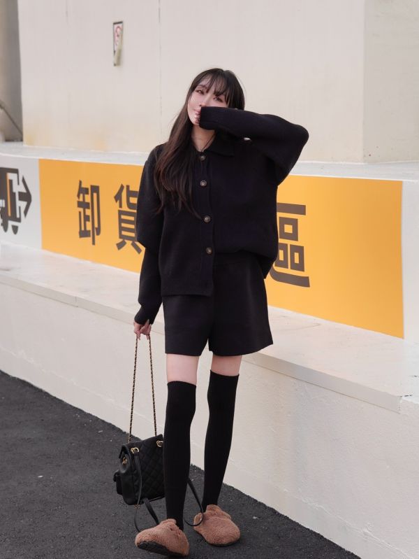 翻領언니針織套裝 