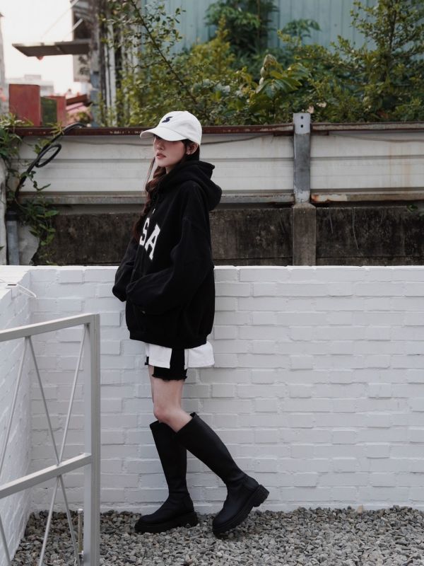 iNINE 滿滿韓味USA刷毛帽t 