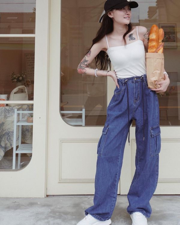 iNINE 正韓卡扣兩穿牛仔工裝褲 