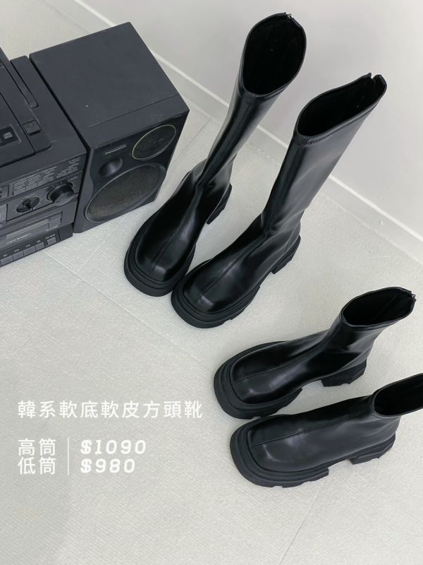 iNINE韓系軟底軟皮方頭靴 