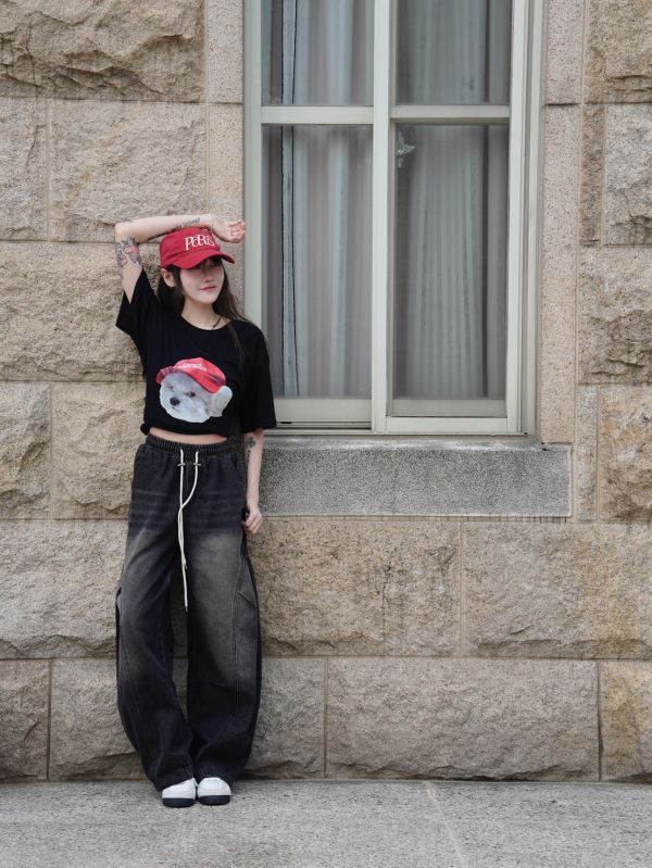 SET|瞪眼比熊T / 復古彎刀褲 