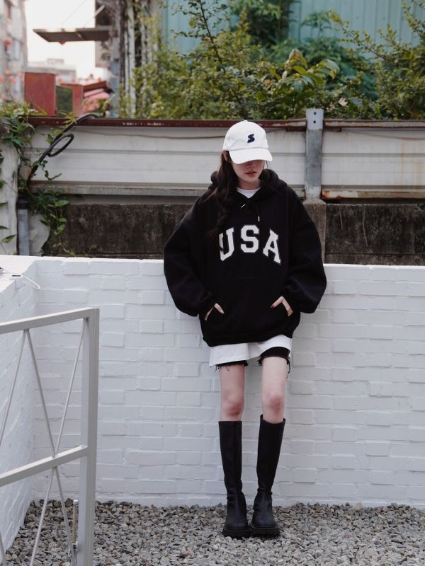 iNINE 滿滿韓味USA刷毛帽t 