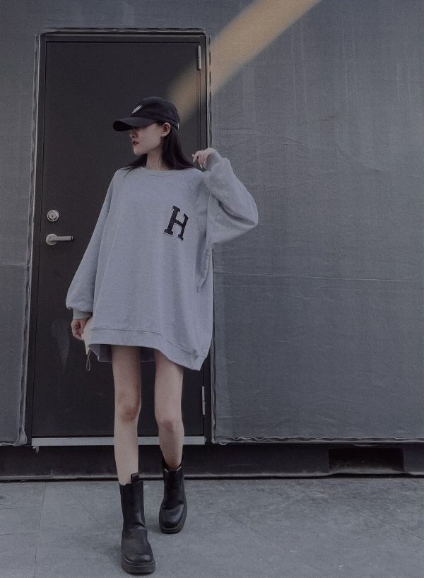 韓系無刷毛H字大學T 