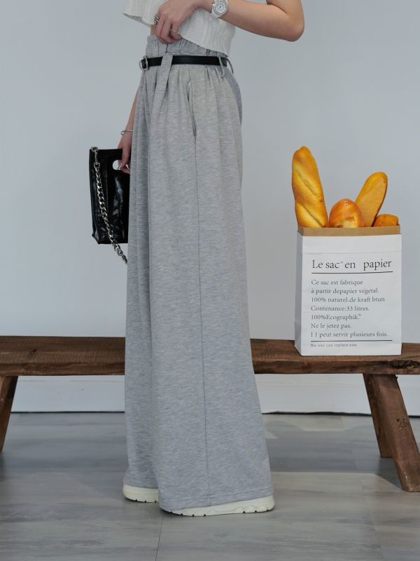 iNINE’韓系附皮帶鬆緊寬褲 