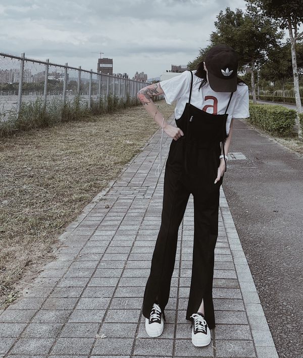 雙繩吊帶連身褲 