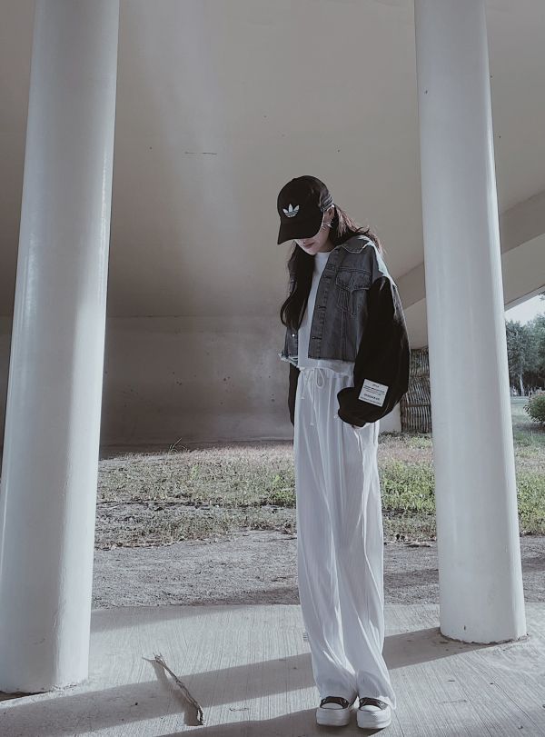 韓系拼接牛仔標籤短版外套 